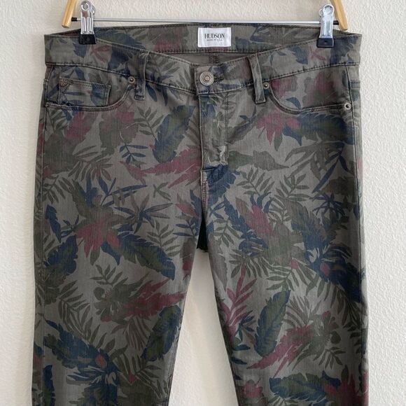 Hudson Jeans Krista Printed Super Skinny Bramble Green Jeans Pants Size 29 - Picture 5 of 14